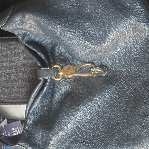 Dooney & Bourke Dark Navy Hobo Bag with Gold Hardware Pink Interior - Picture 11 of 12